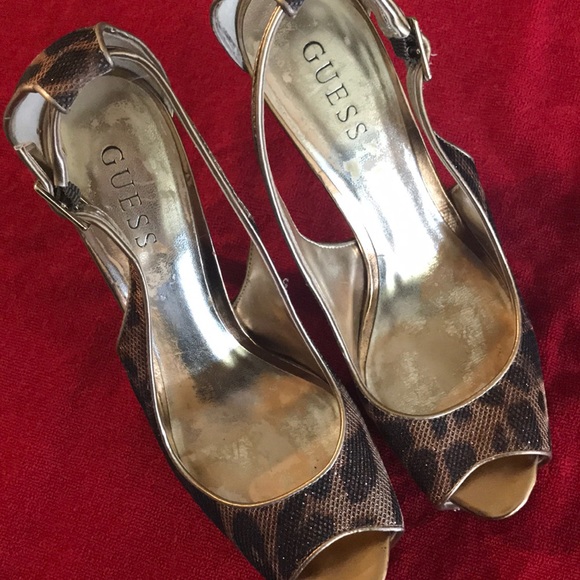 🌟GUESS Peep toe Animal Print Pumps GUC! Size 8.5 - Picture 5 of 8